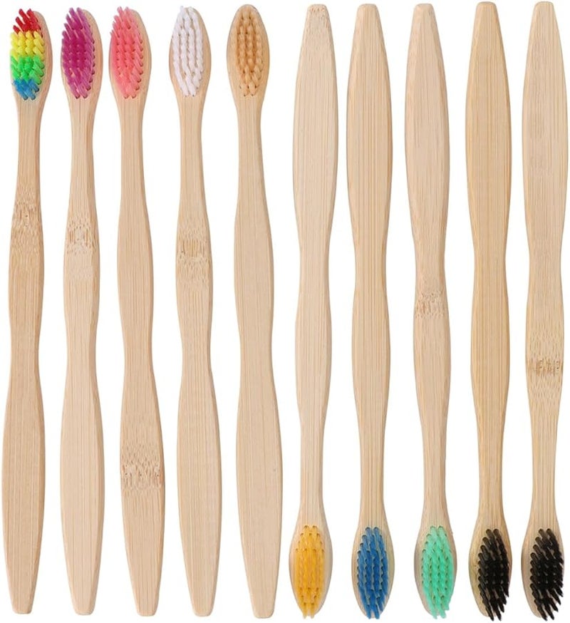10 Pack Soft Bristles Biodegradable Toothbrushes Eco Friendly Travel Oral Care For Adults - Image 1